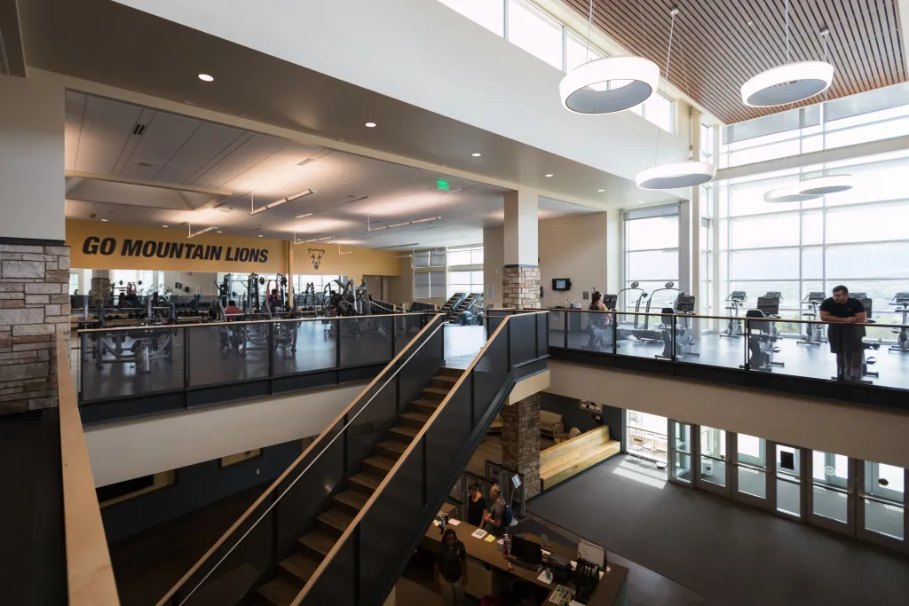 stairs leading to the exercise space in the rec center